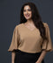 Vneck Balloon Sleeve Beige Top